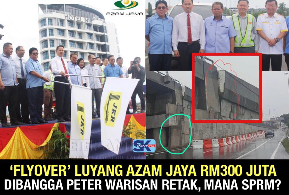 ‘Flyover’ Luyang Azam Jaya RM300 juta dibangga Peter Warisan retak, mana SPRM?