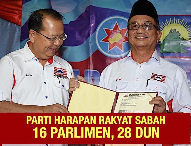 Parti Harapan Rakyat bertanding di 16 kawasan parlimen, 28 DUN 