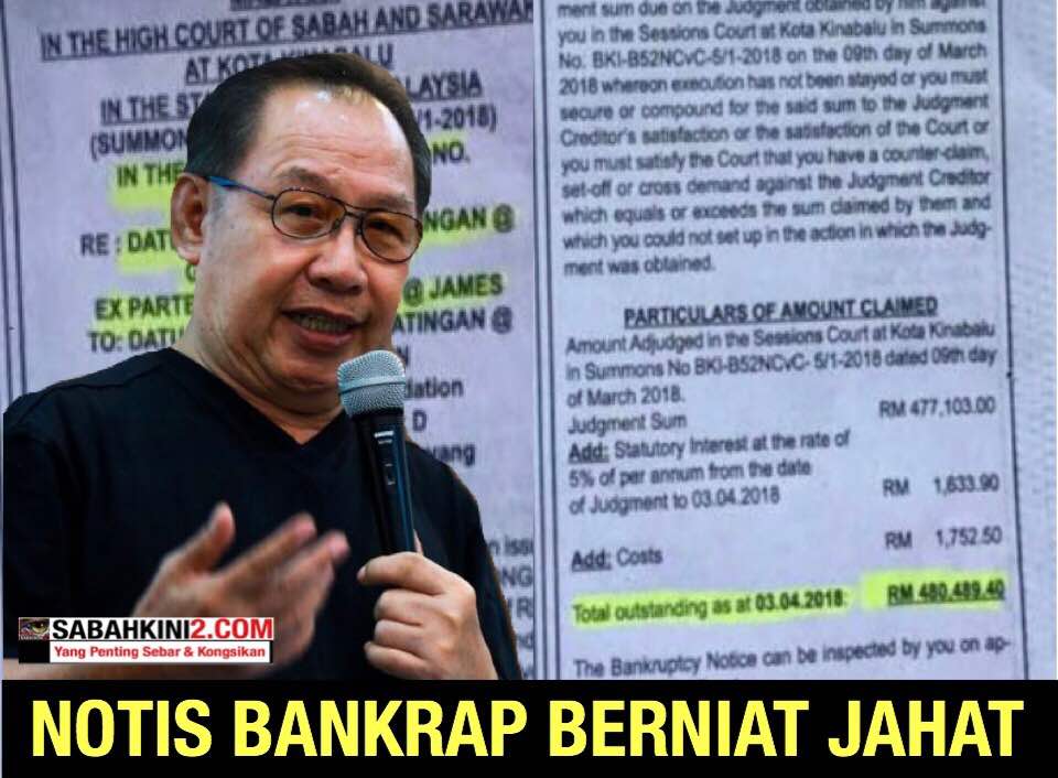 Notis Bankrap Berniat Jahat- Jeffrey Kitingan