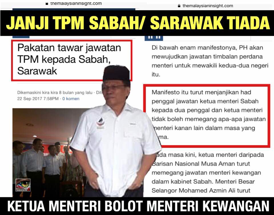 Palsu: Tiada TPM Sabah Sarawak dijanjikan, Shafie pula sapu jawatan Menteri Kewangan Sabah