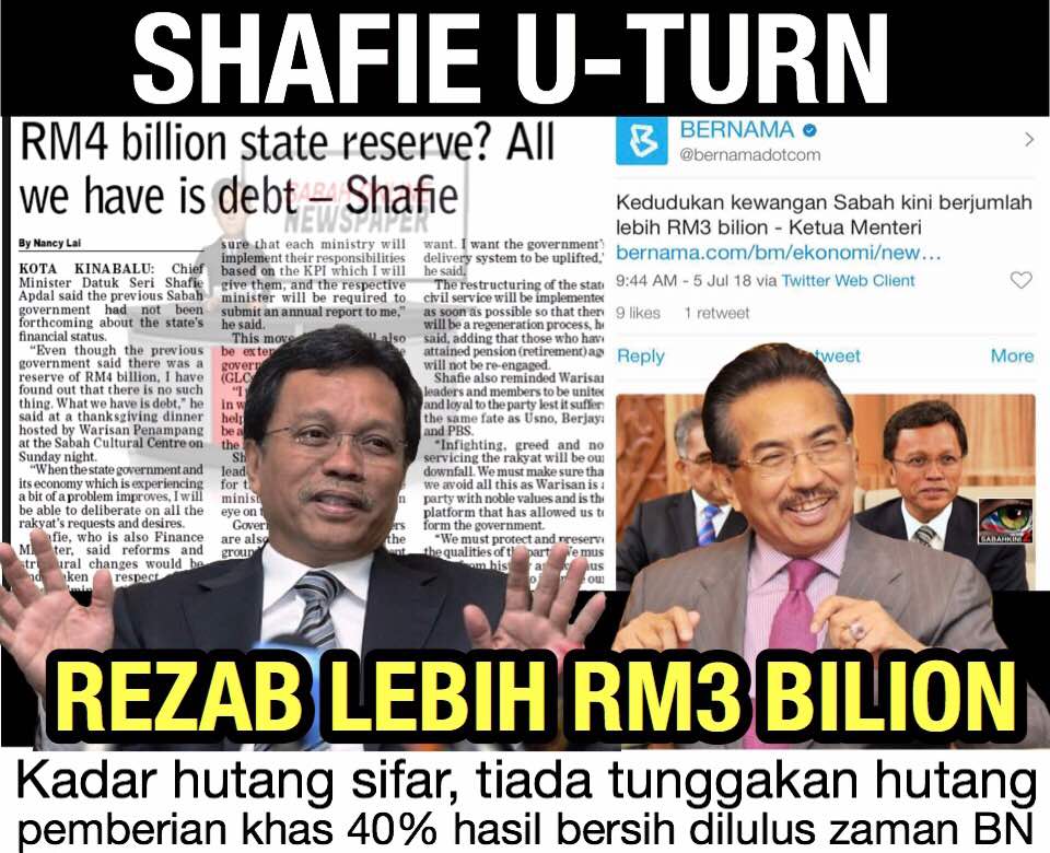 Shafie U-Turn: Rezab Sabah lebih RM3b, kadar hutang sifar,  pemberian 40 hasil bersih lulus zaman BN