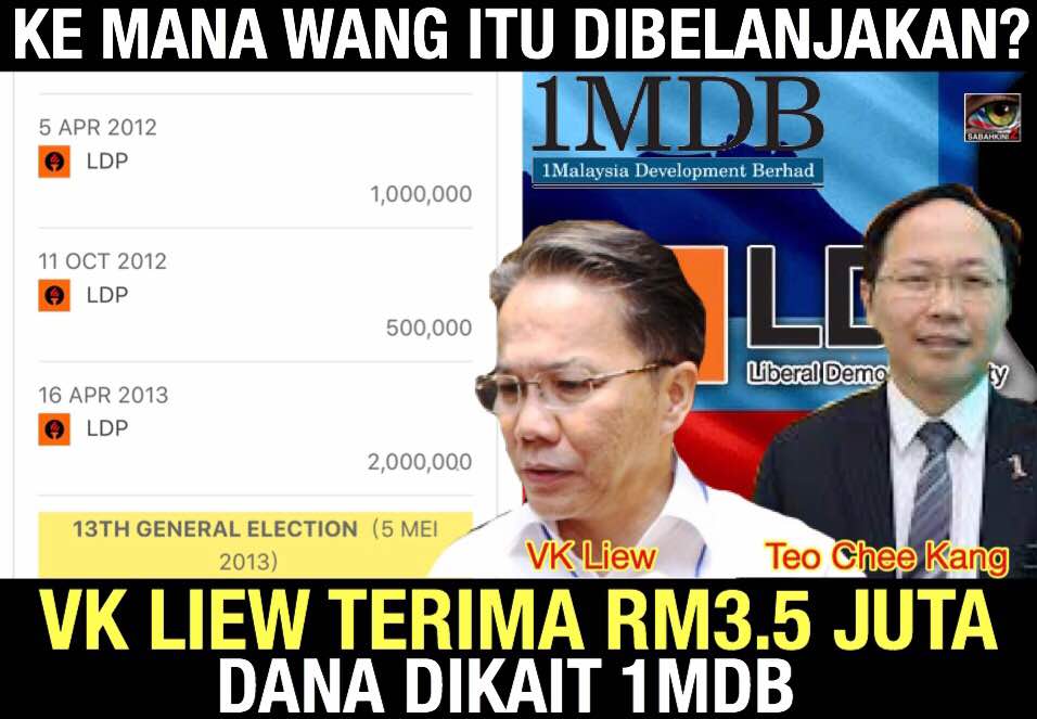 Terbongkar: V.K Liew Menteri Undang-Undang terima RM3.5 juta dikait 1MDB