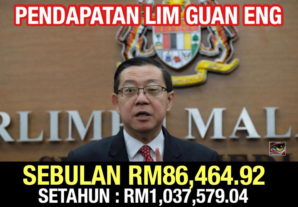 Jutawan! Gaji Menteri Kabinet tertinggi Malaysia Lim Guan Eng setahun RM1,037,579.04