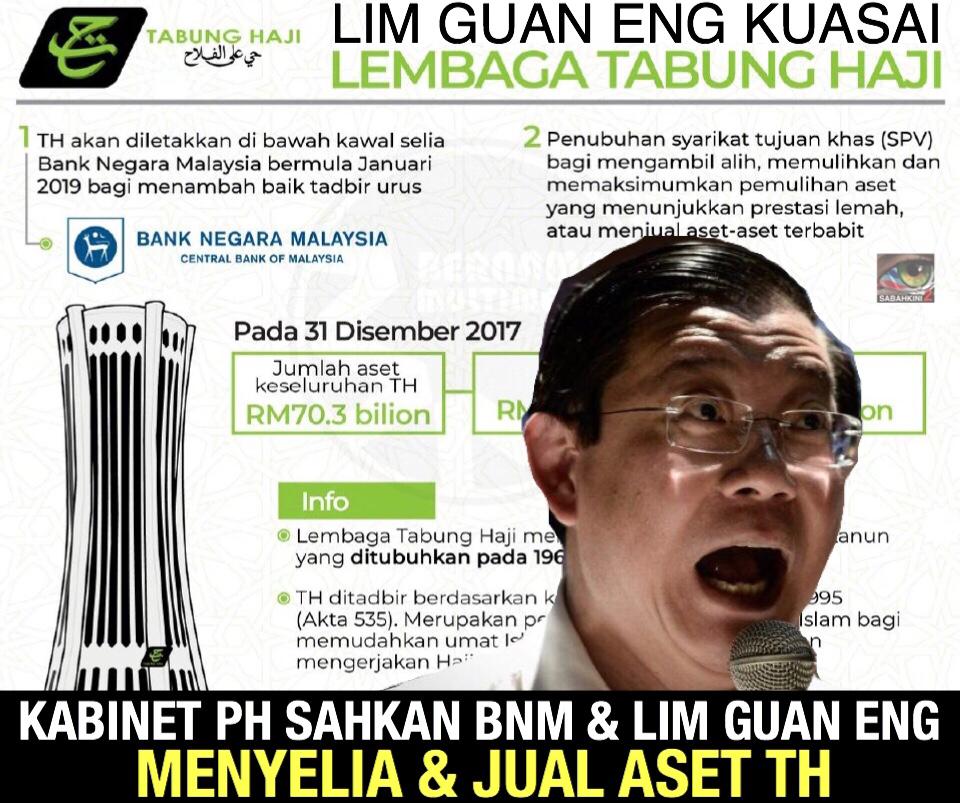 Kabinet PH Sahkan BNM, Lim Guan Eng menyelia dan menjual aset Tabung Haji