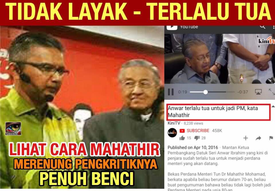 Mahathir Terlalu Tua Jadi PM!