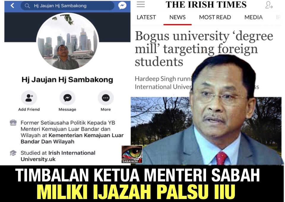 Kini Timbalan Ketua Menteri Sabah Warisan miliki Ijazah palsu IIU