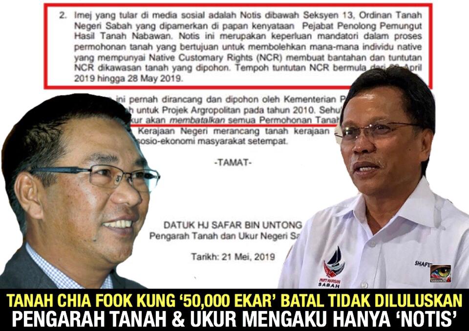 Selepas tular tanah Chia Fook Kung '50,000 ekar' batal tidak diluluskan, Pengarah JTU mengaku hanya 'Notis'