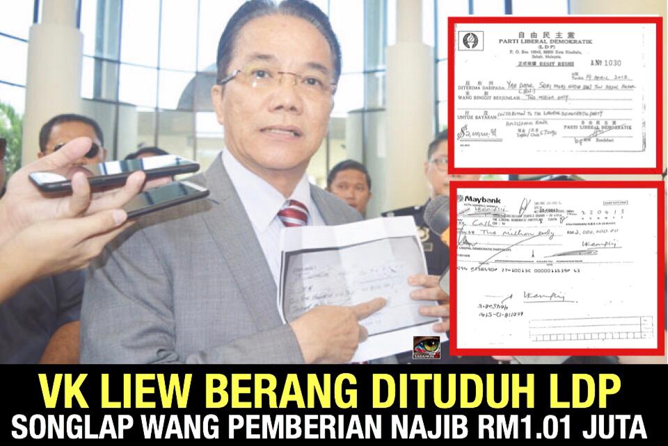 VK Liew berang  dituduh LDP  songlap wang pemberian Najib RM1.01 juta 