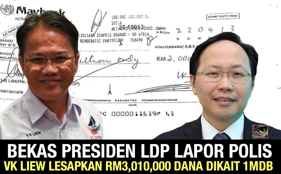 Bekas Presiden LDP lapor polis VK Liew lesapkan RM3,010,000 dana dikait IMDB