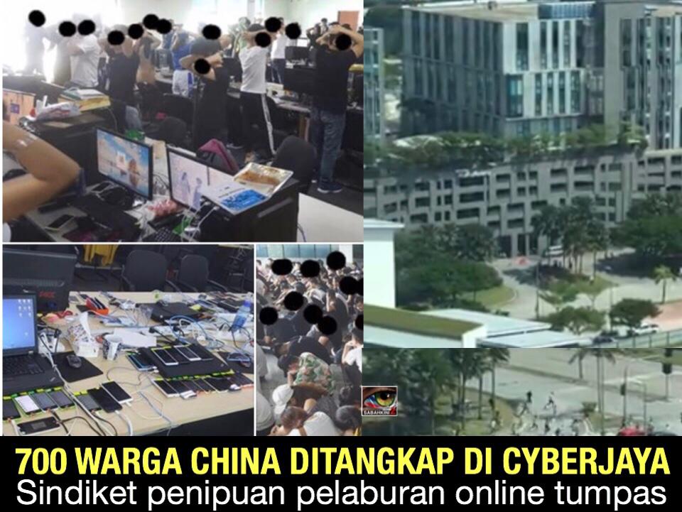 Sewa Premis RM360k, 700 warga China sindiket penipuan pelaburan online ditangkap di Cyberjaya