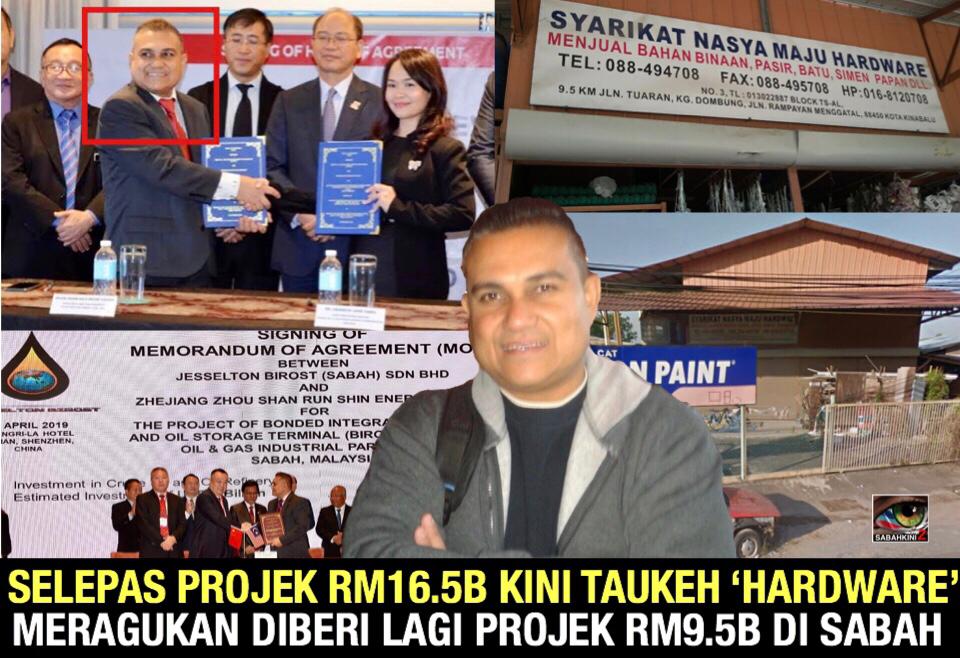 Selepas projek RM16.5B kini taukeh 'Hardware' meragukan diberi lagi projek RM9.5B di Sabah