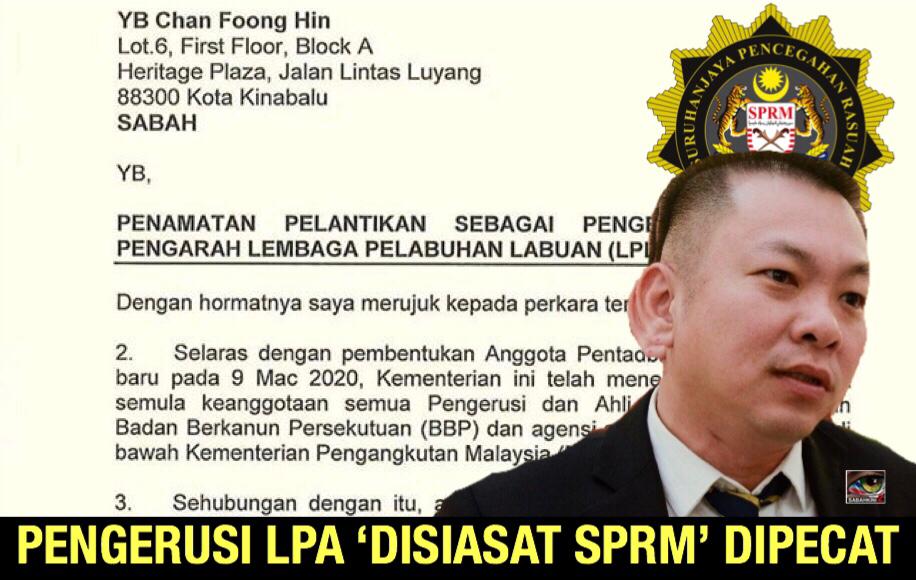 MP DAP KK Pengerusi LPA terlibat kes rasuah dipecat oleh Menteri Pengangkutan