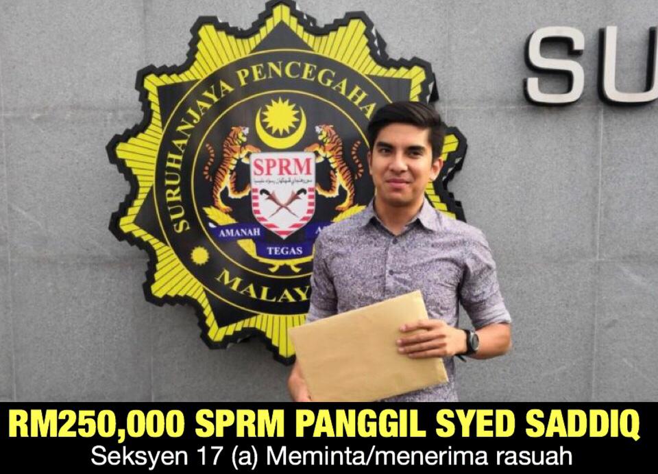 RM250,000 Hilang: SPRM panggil Syed Saddiq Seksyen 17(a) terima rasuah