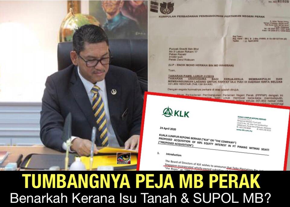 Tumbangnya Peja MB Perak benarkah kerana isu tanah, SUPOL? Pendedahan netizen mengejutkan!