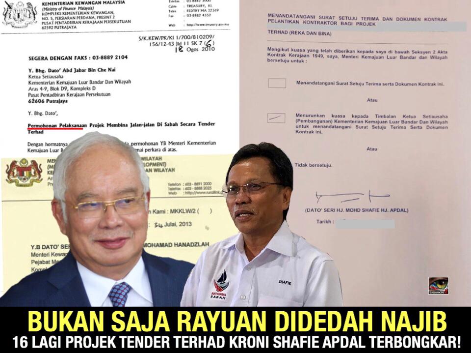 Bukan saja rayuan didedah Najib, 16 lagi projek Tender Terhad KKLW kroni Shafie Apdal terbongkar!