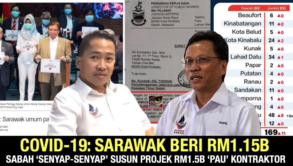 Sarawak beri RM1.15B bantu Covid-19, Sabah 'senyap-senyap' tukar projek Rundingan Terus RM1.5B kepada Tender Terhad 'pau' Kontraktor!
