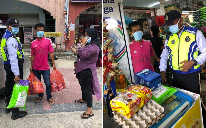 Polis Johor dipuji, beli barang keluarga kesusahan  ketika perintah kawalan