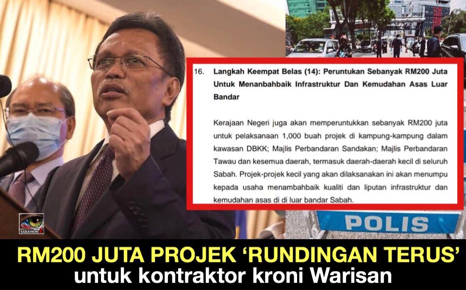 COVID-19 Sabah: RM200 juta projek ‘Rundingan Terus’ infrastruktur untuk kontraktor Warisan?