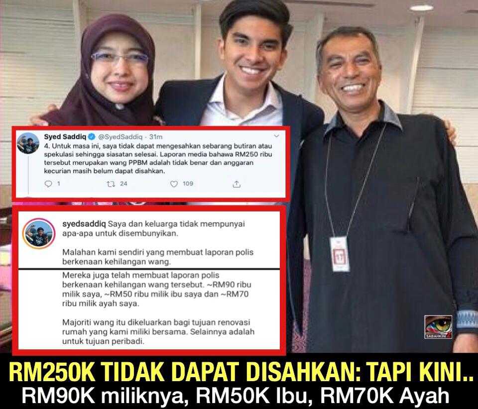 Syed Saddiq tipu, dulu RM250K tidak pasti kini RM90K miliknya, RM50K ibu, RM70K ayah