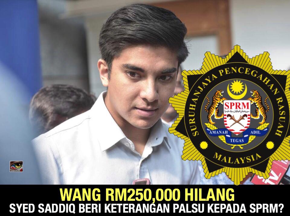 Wang RM250,000: Syed Saddiq beri keterangan palsu kepada SPRM? 