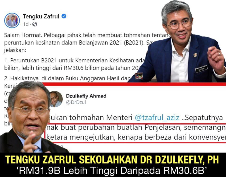 Tengku Zafrul sekolahkan Dr Dzulkefly, PH Peruntukan KKM RM31.9B lebih tinggi daripada RM30.6B tahun 2020!