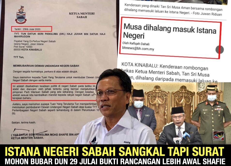 Istana Negeri Sabah sangkal tapi surat bubar DUN 29 Julai bukti rancangan lebih awal Shafie
