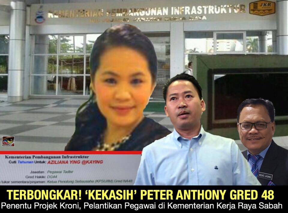 Terbongkar ‘Kekasih’ Peter Anthony Gred 48 penentu projek kroni, pelantikan pegawai di Kementerian Kerja Raya Sabah