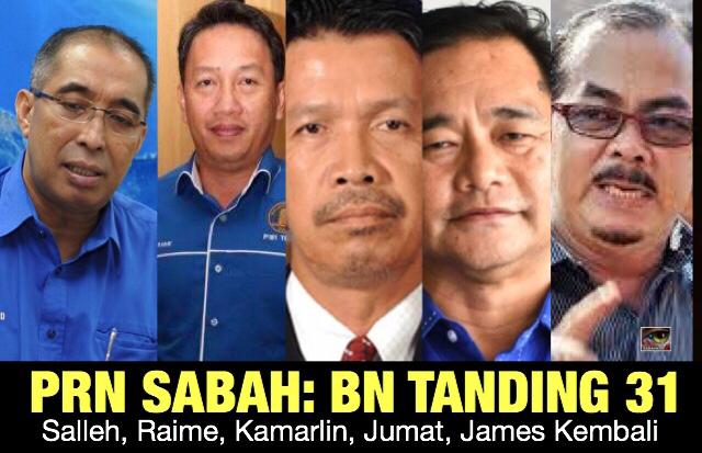 PRN Sabah: BN tanding 31 kerusi, Salleh, Raime, Kamarlin, Jumat,James Ratib kembali