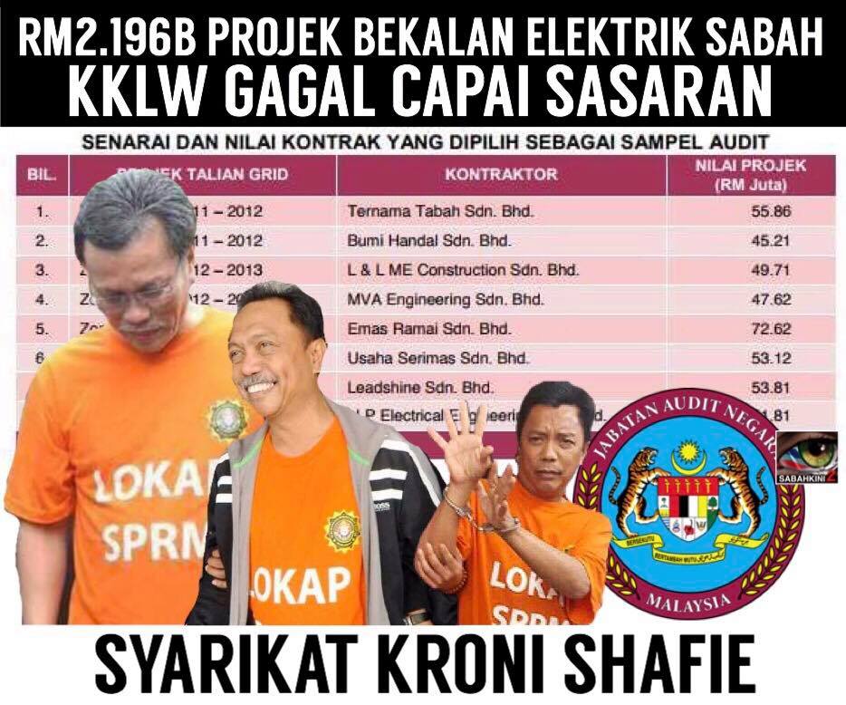 Laporan  Audit Negara bukti Projek Elektrik KKLW Shafie gagal kerana rasuah!