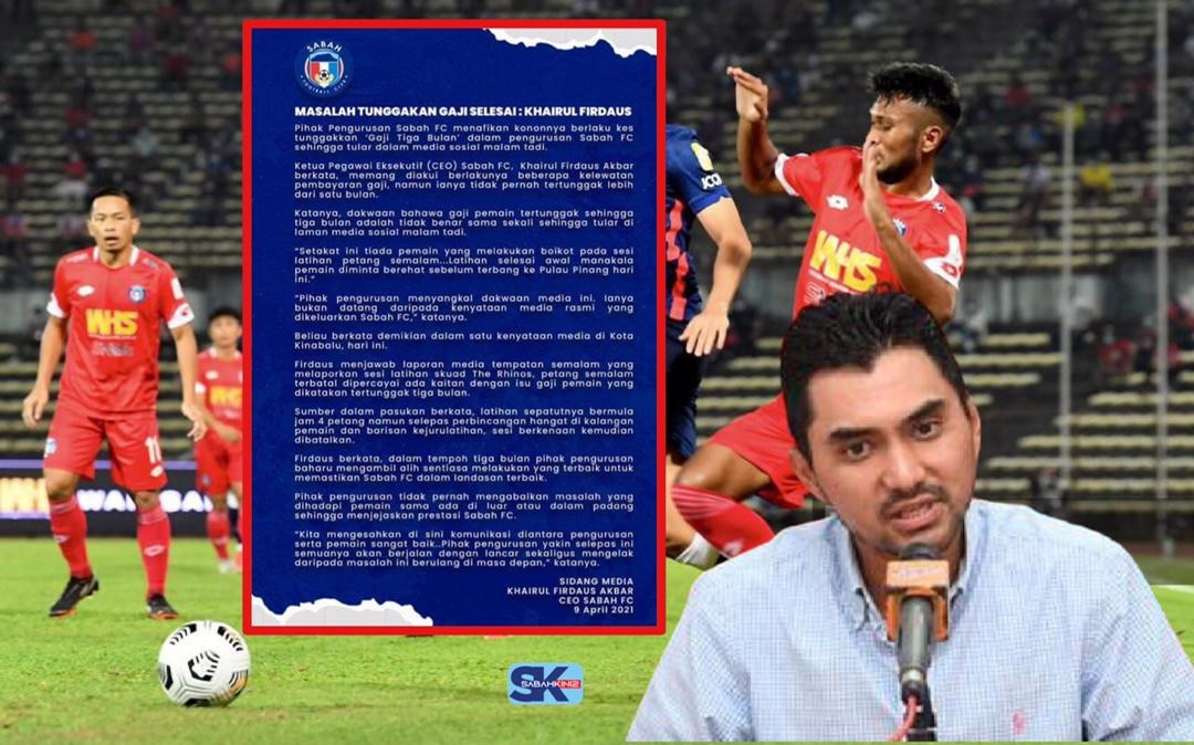 Masalah tunggakan gaji selesai- CEO Sabah FC