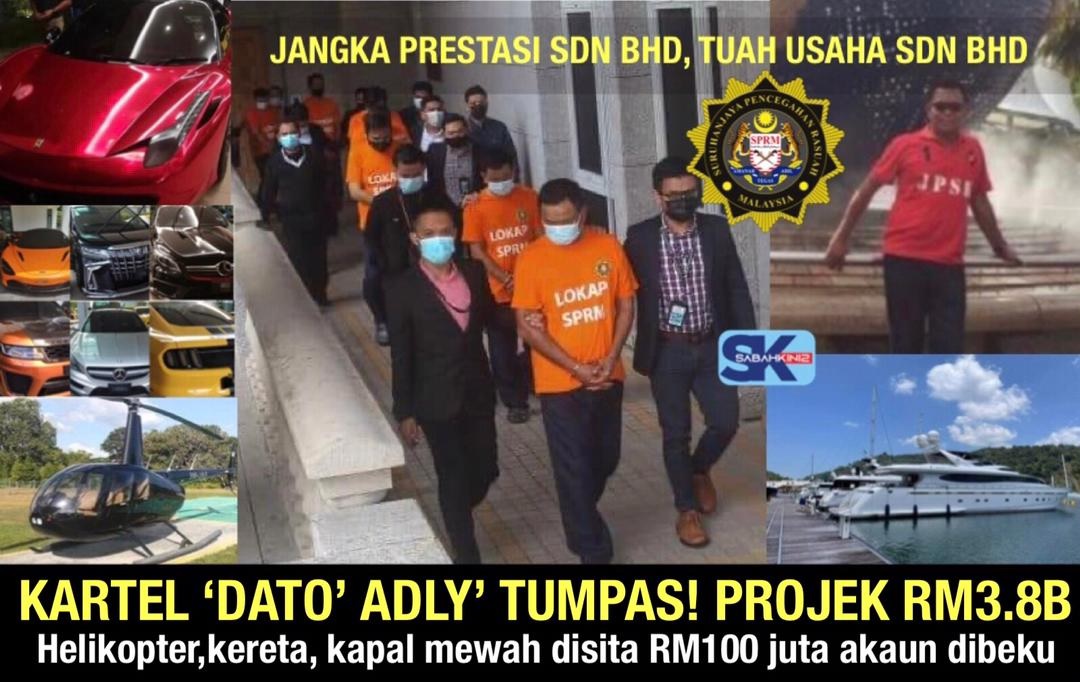 Kartel 'Dato Adly' tumpas! Projek RM3.8B, helikopter, kereta, kapal mewah disita RM100 juta akaun dibeku