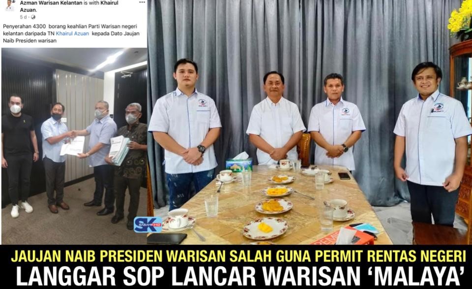 Jaujan Naib Presiden Warisan salah guna permit rentas negeri langgar SOP lancar Warisan 'Malaya'