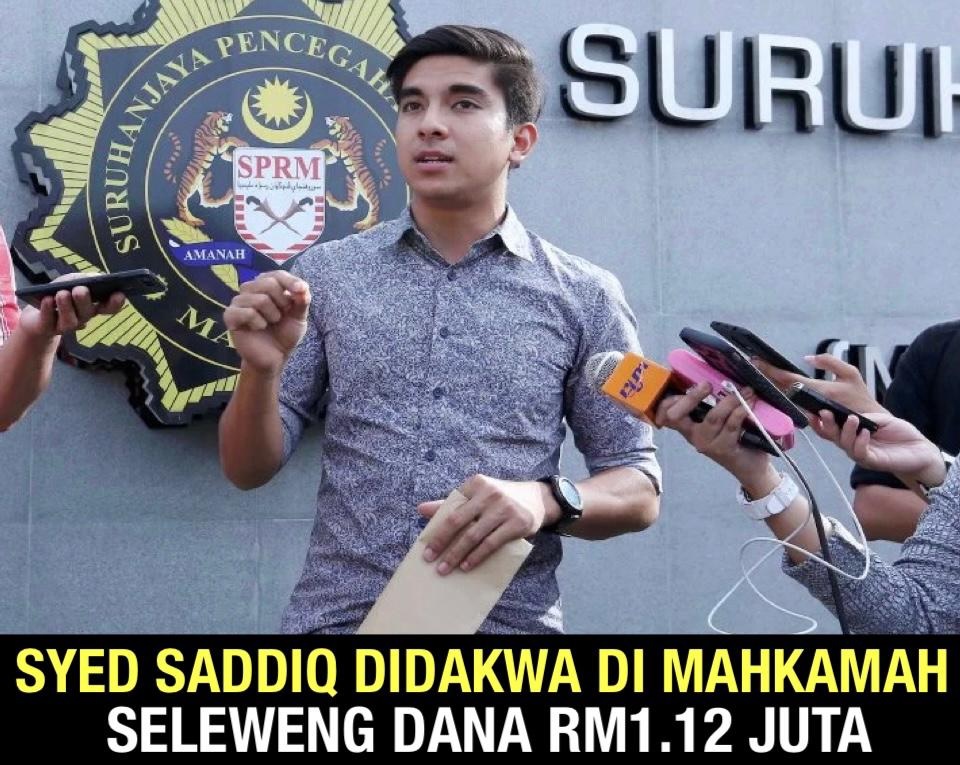 Syed Saddiq didakwa di mahkamah seleweng dana RM1.12 juta
