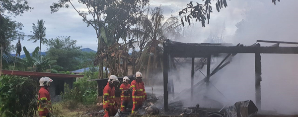 Sebuah rumah hangus terbakar di Kg Lapasan, Telipok