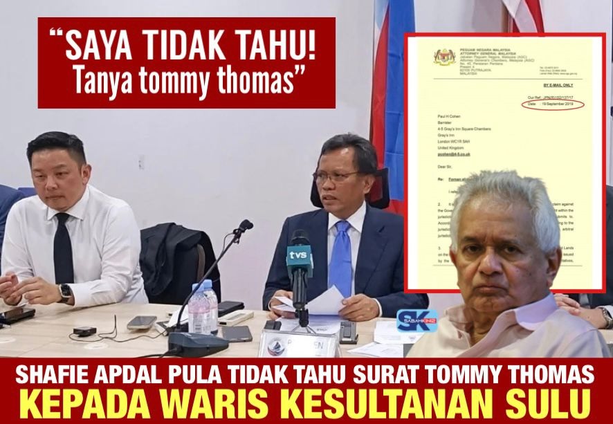 Selepas Menteri Warisan Shafie Apdal pula tidak tahu surat Tommy Thomas kepada waris Sulu 