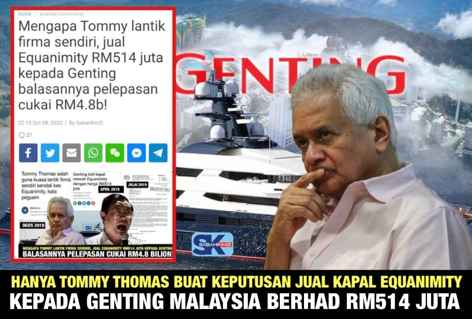 Hanya Tommy Thomas buat keputusan jual kapal Equanimity kepada Genting Malaysia Bhd RM514 juta