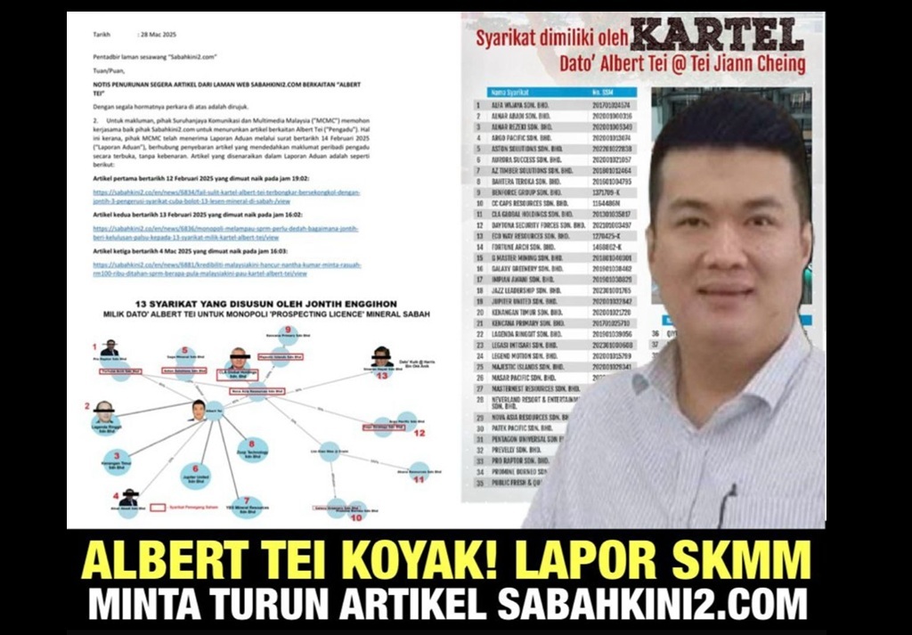 Albert Tei KOYAK! Mengadu kepada SKMM arah turun artikel Sabahkini2 tapi videonya serang ADUN terus disebarkan 
